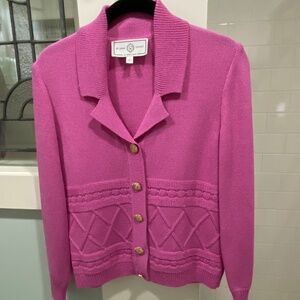 Vintage St John Sport by Marie Gray Pink Topaz Luxury Knit Button Down Cardigan